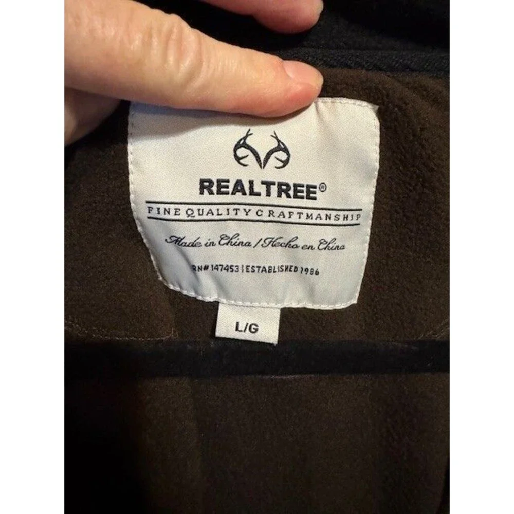 Realtree Pullover Quarter 1/4 Zip Fleece Sweater Sweatshirt Men’s Size LRG Brown - Picture 4 of 11